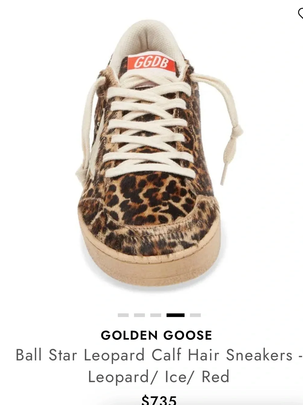 GOLDEN GOOSE Ball Star Leopard Calf Hair Sneakers - Leopard/ Ice/ Red $735 Sz 6